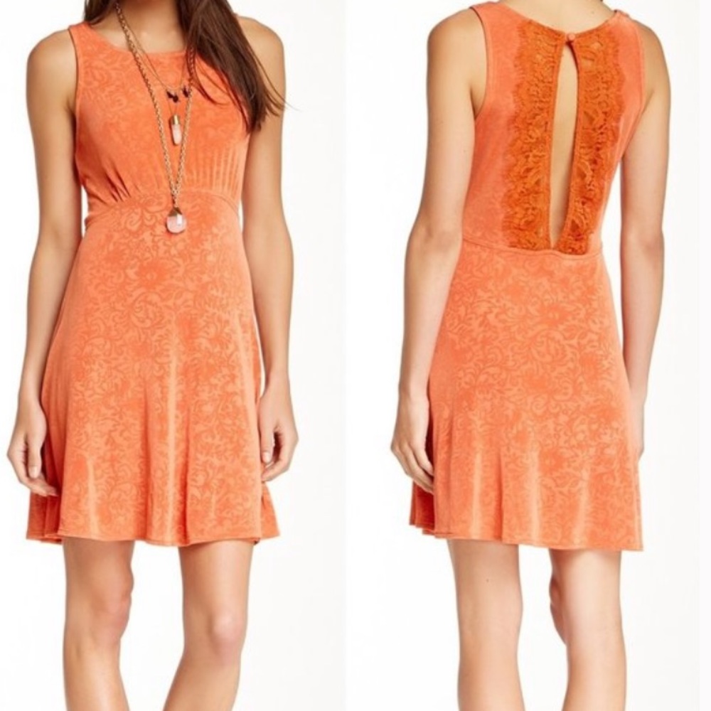 Free People Lady Jane Lace Open Back Mini Dress